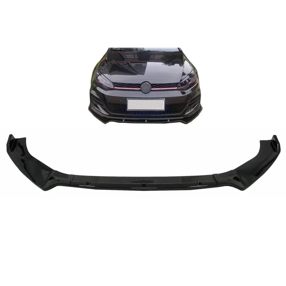 Front Bumper Lip Extension Spoiler suitable for VW Golf 7 GTI 7.5 GTI & R (2013-2020) Piano Black