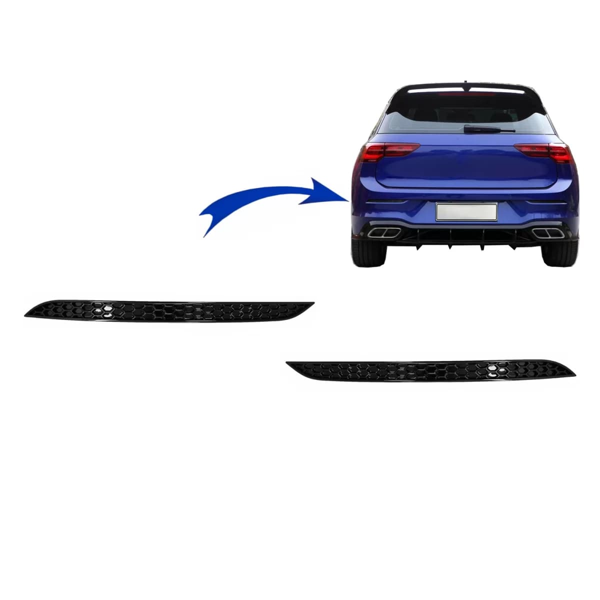 Honeycomb Rear Bumper Reflector Cover suitable for VW Golf 8 VIII Hatchback (2020-up)