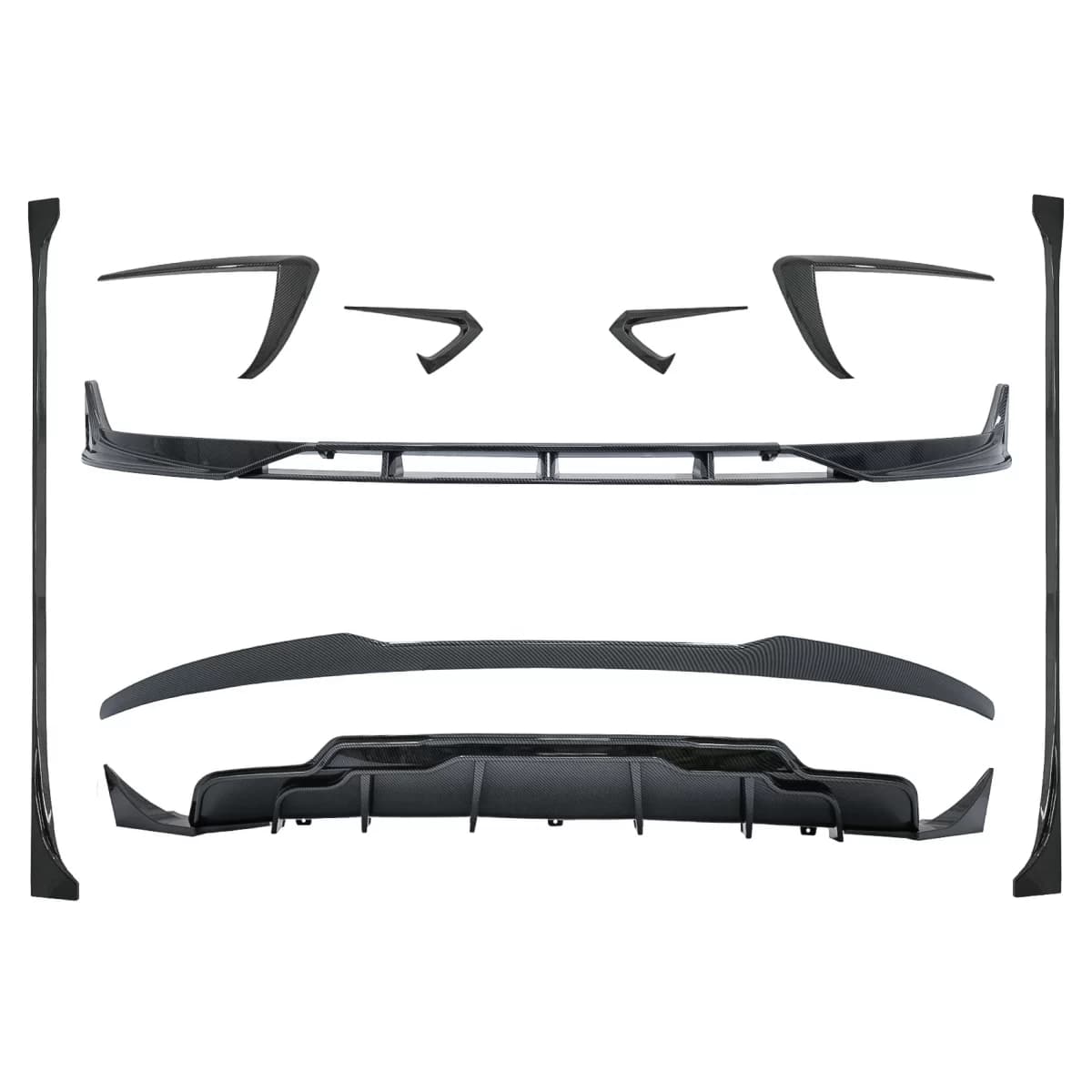 Aero Body Kit Extension suitable for Tesla Model 3 (2017-up) Carbon Look