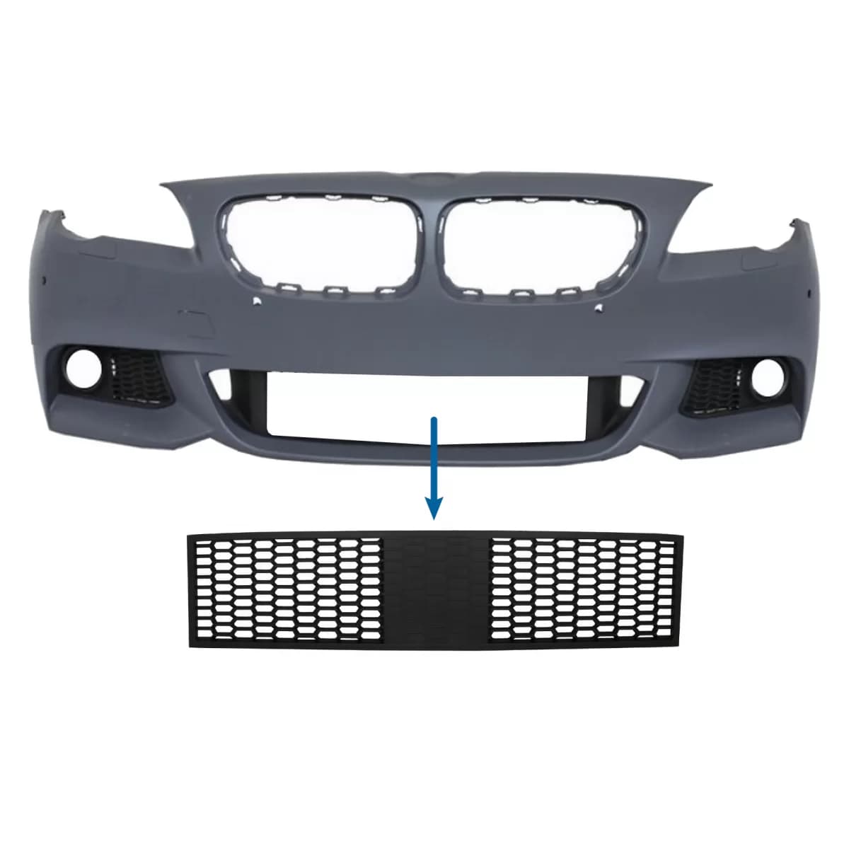 Front Bumper Central Lower Grille suitable for BMW 5 Series F10 F11 M-Tech (2009-2017) for ACC
