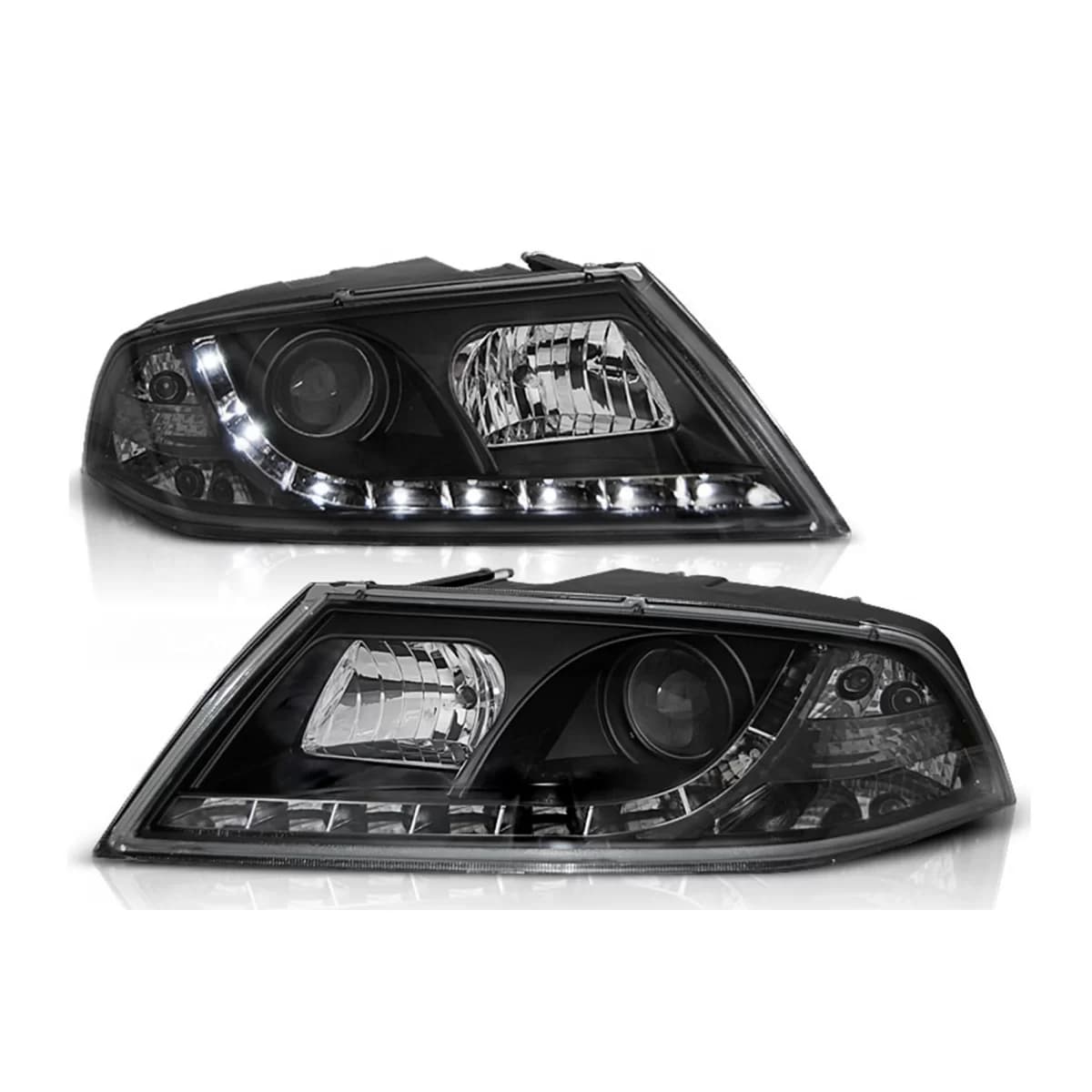 Xenon LED DRL Headlights suitable for Skoda Octavia II (03.2004-2008) Black