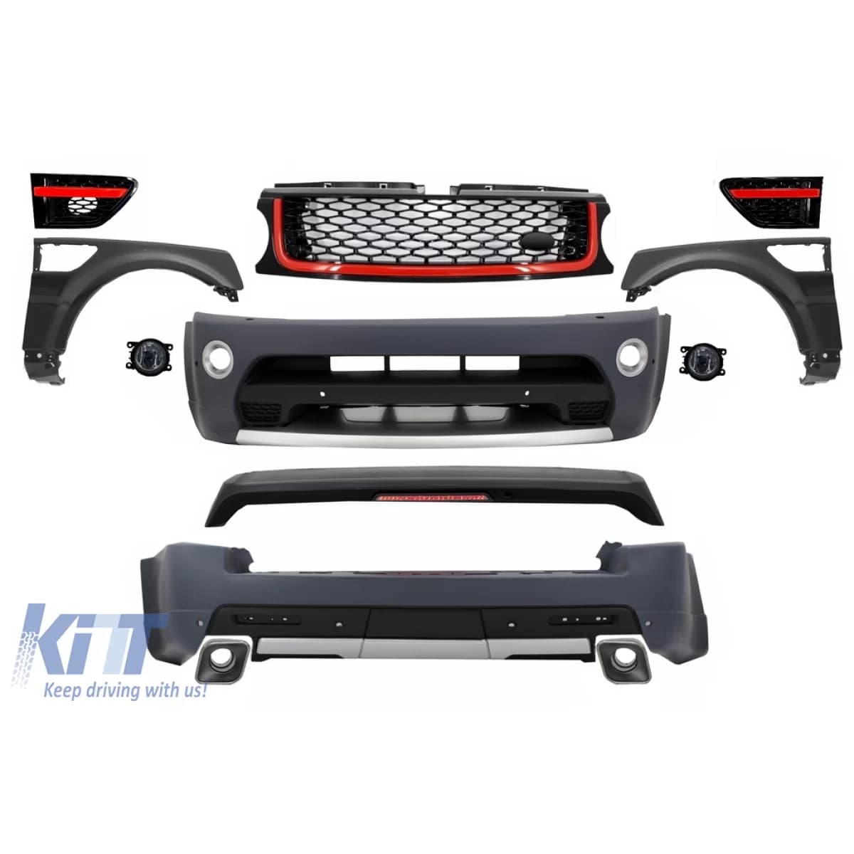 Body Kit suitable for Land Range Rover Sport L320 Facelift (2009-2013) Autobiography Design Black Red Grille Edition