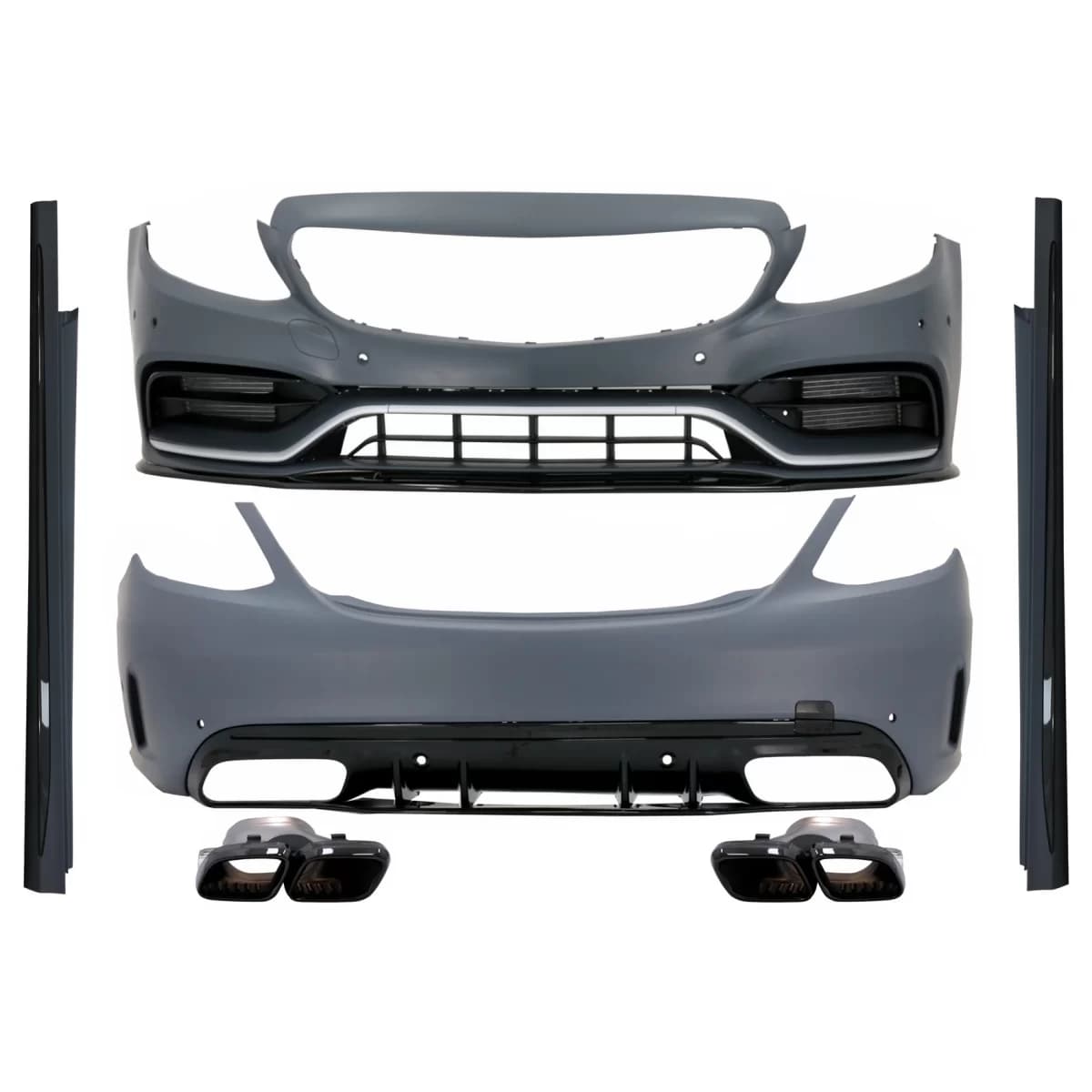 Complete Body Kit with Muffler Tips suitable for Mercedes C-Class W205 Sedan (2014-2020) C63s Edition 1 Design