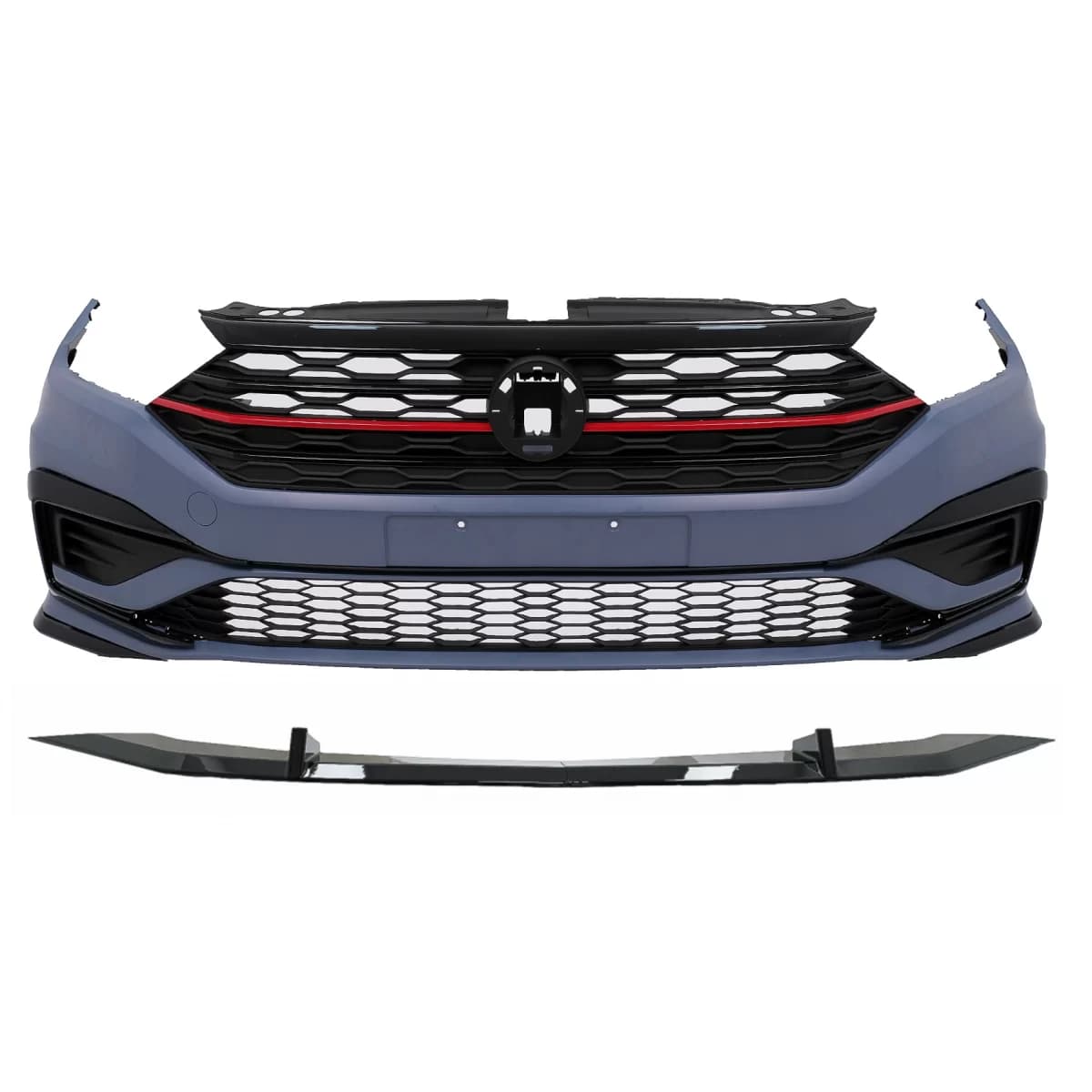 Front Bumper with Central Grille and Lip Extension Spoiler suitable for VW Jetta Mk7 (2019-2021) GLI Design