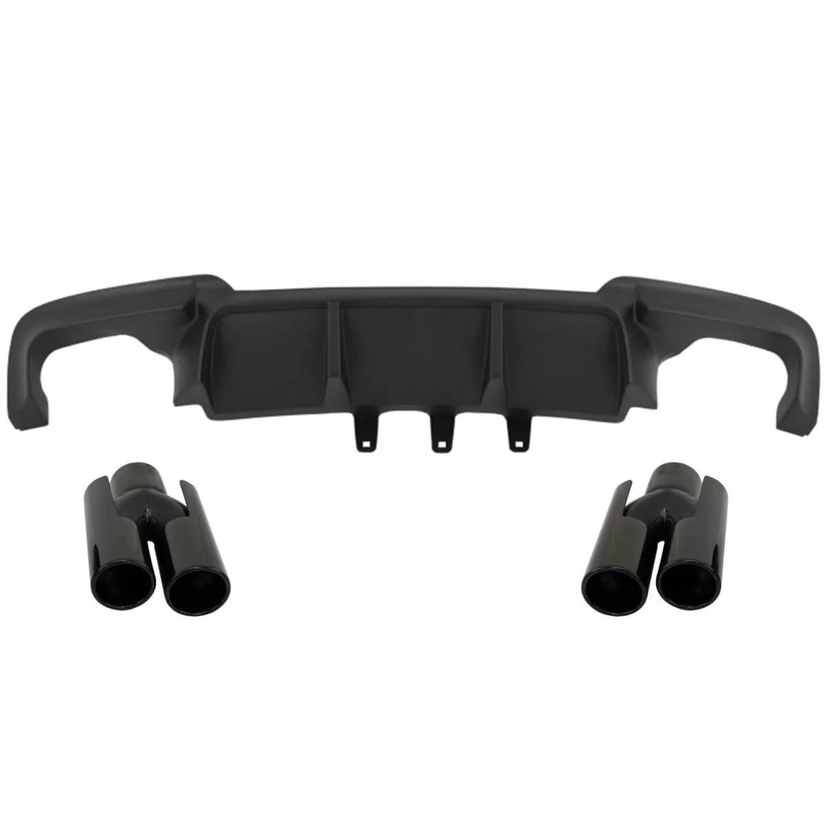 Double Outlet Air Diffuser suitable for BMW F10 5 Series (2011-2017) M Design with Exhaust Muffler Tips Piano Black