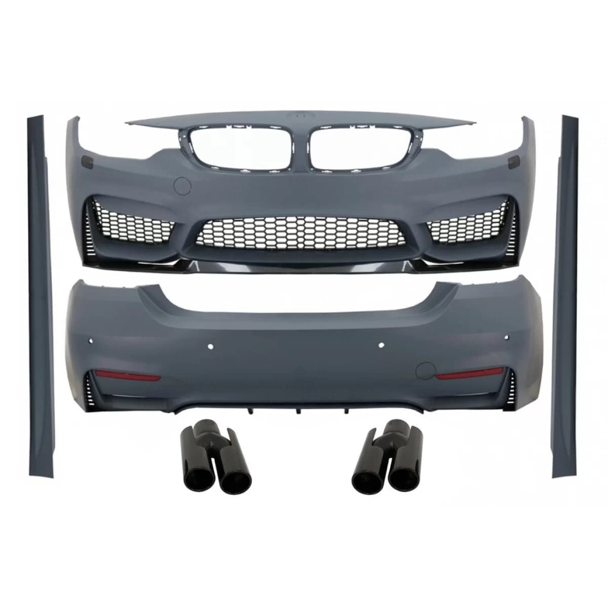 Complete Body Kit suitable for BMW 4 Series F32 Coupe F33 Cabrio (2013-2019) with Exhaust Muffler Tips Piano Black M4 Design