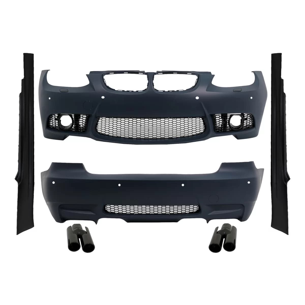 Complete Body Kit with Exhaust Muffler Tips Piano Black suitable for BMW 3 Series E92 Coupe E93 Cabrio Non-LCI (2006-2009) M3 Design