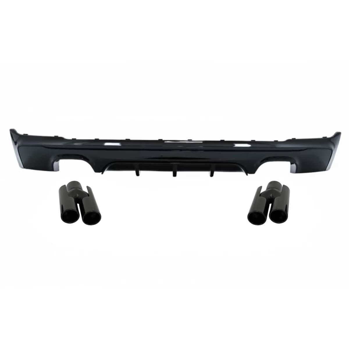 Rear Diffuser Double Outlet with Exhaust Muffler Tips Piano Black suitable for BMW 2 Series F22 F23 (2013-) M Design