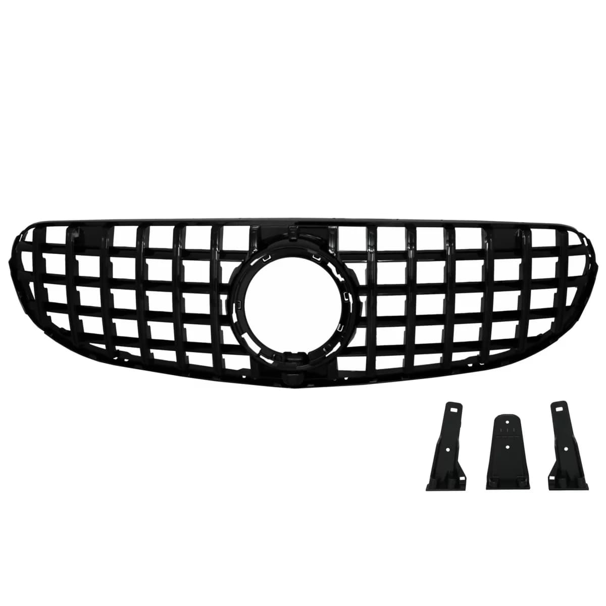 Front Central Grille suitable for Mercedes GLC X253 C253 Facelift (2020-2021) Standard & Offroad GTR Panamericana Design All Black