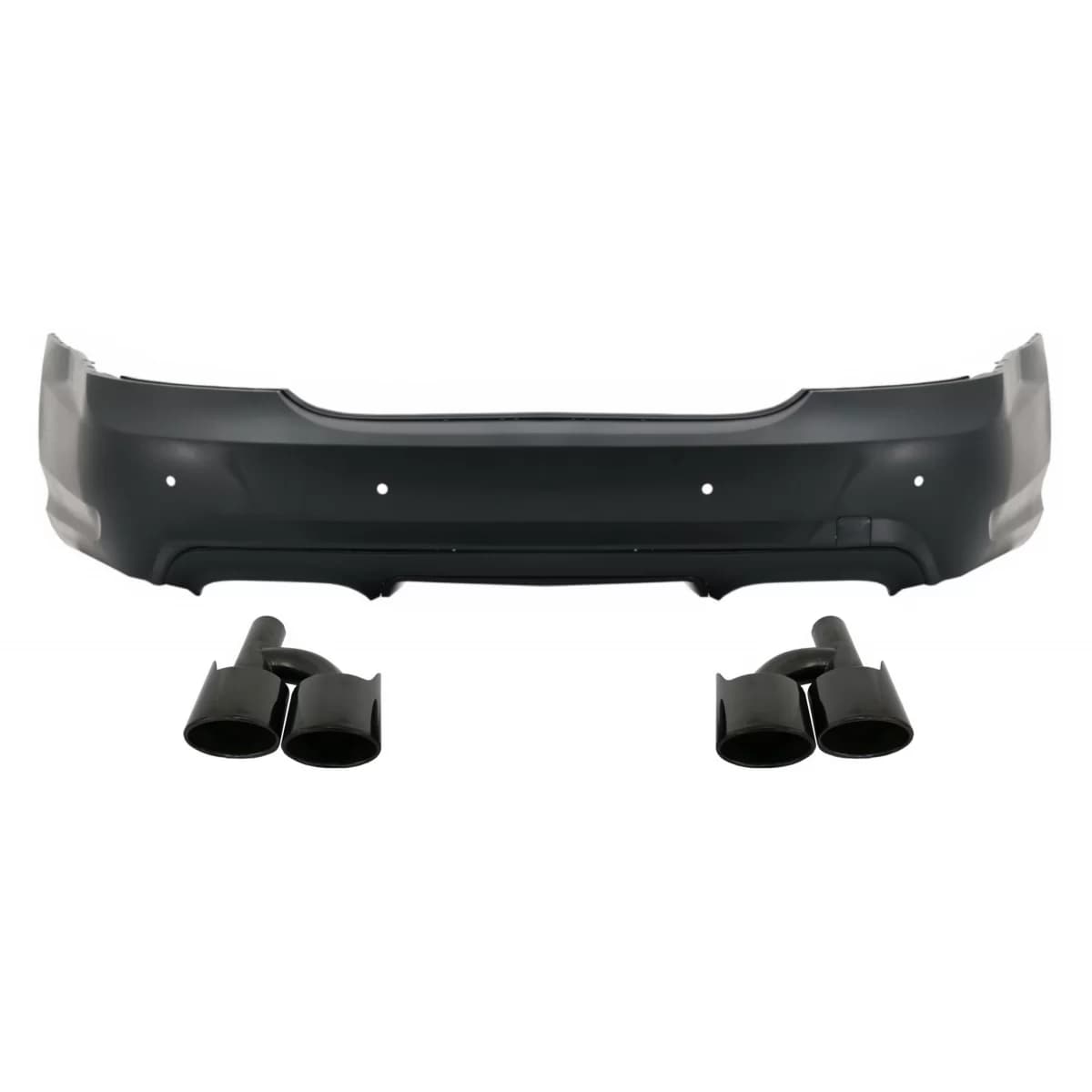 Rear Bumper wiith Diffuser and Exhaust Muffler Tips Black suitable for Mercedes S-Class W221 (2005-2013) S65 Design
