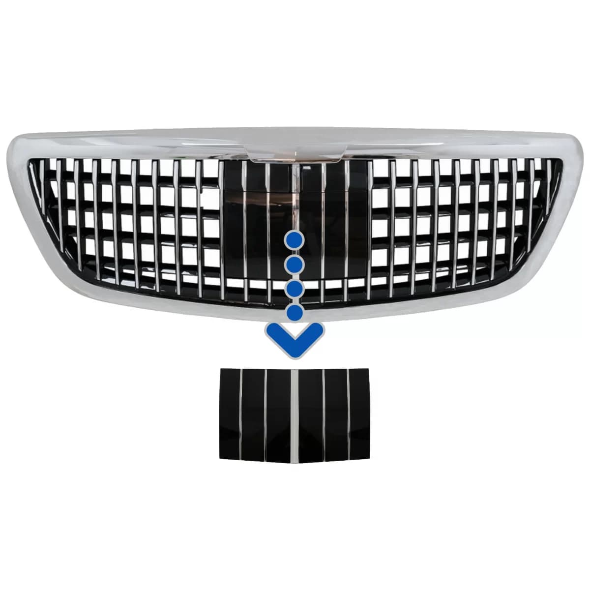 Front Grille Distronic Cover suitable for Mercedes S-Class W222 X222 (2014-2020) Vertical Design Chrome