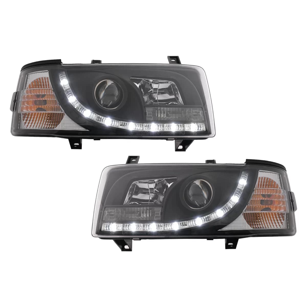 LED DRL Headlights suitable for VW Transporter T4 (1990-2003) Black