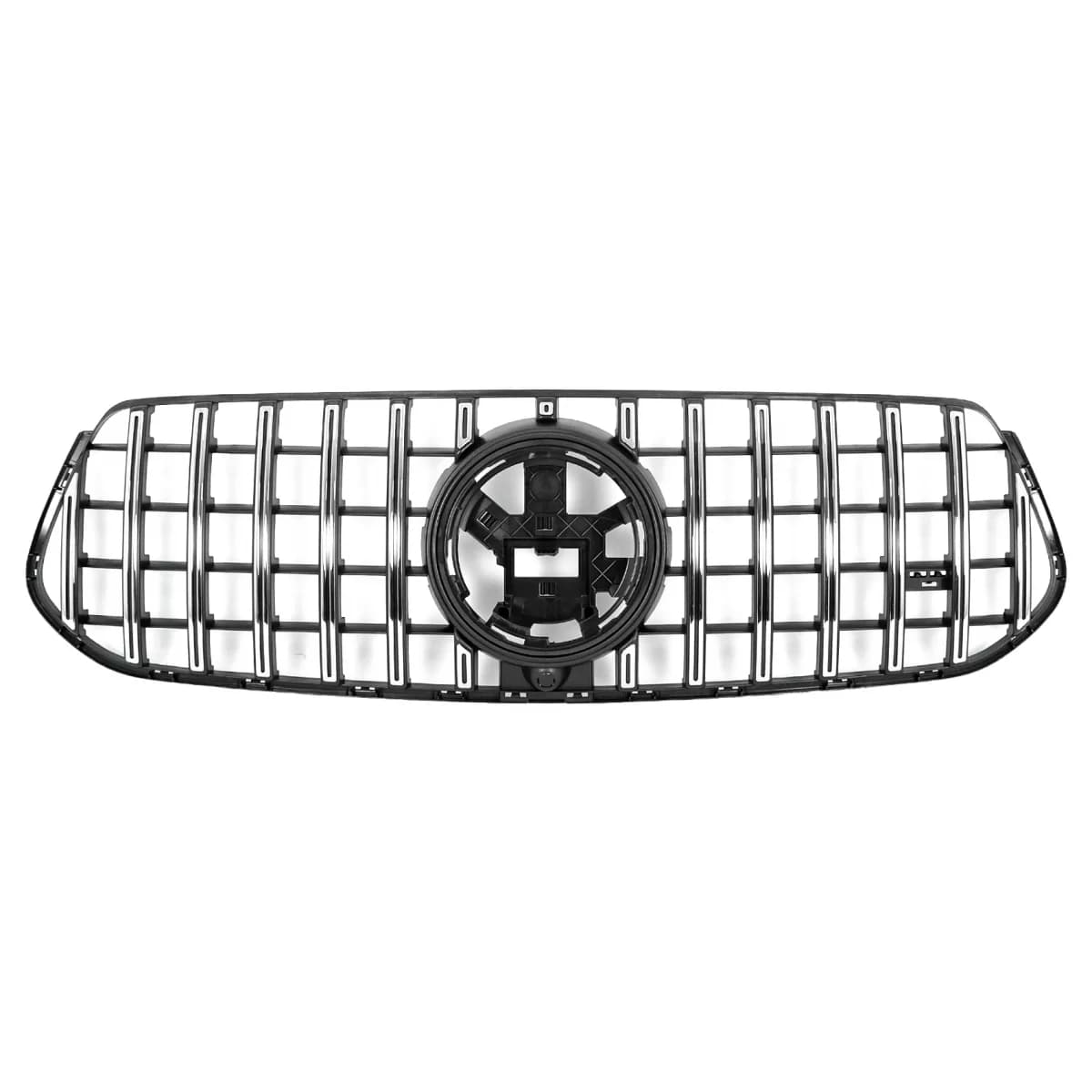 Front Central Grille suitable for Mercedes GLE SUV W167 V167 GLE Coupe C167 Sport Package (2019-06.2023) GTR Panamericana Design Glossy Black and Chrome