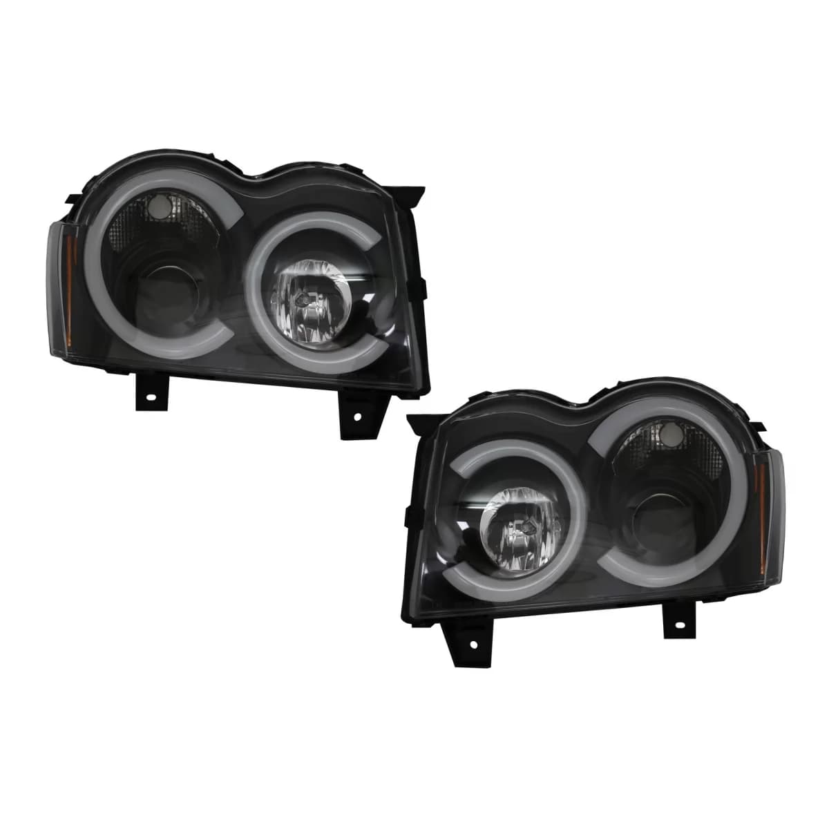Angel Eyes Headlights LED BAR suitable for Jeep Grand Cherokee WK (2005-2008) Black