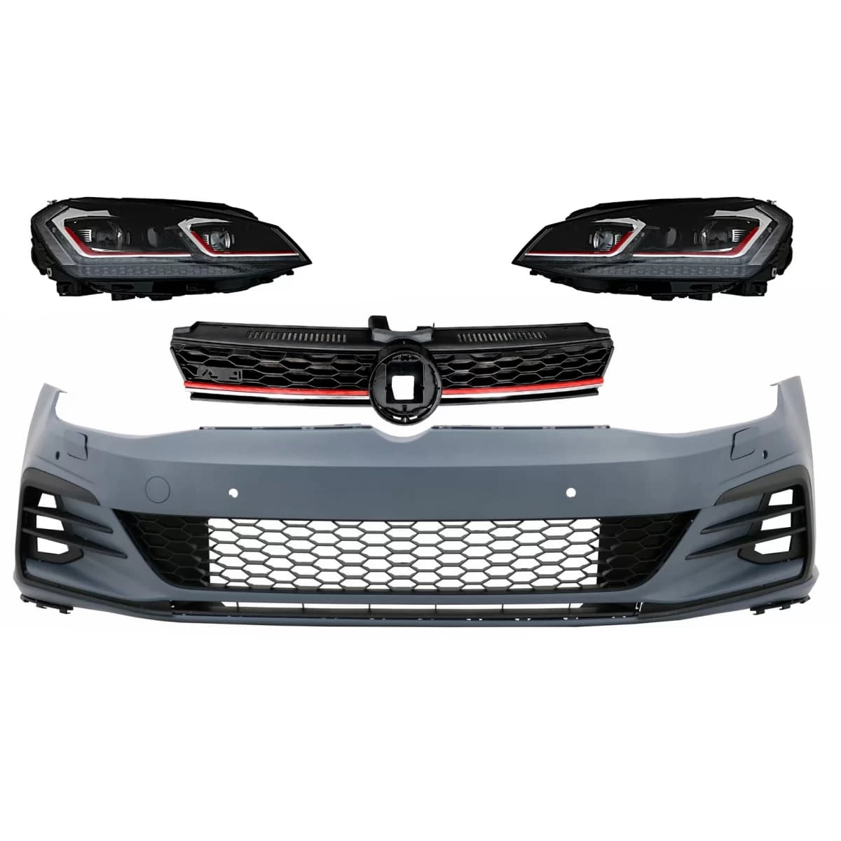 Front Bumper suitable for VW Golf VII 7 (2013-2017) with LED Headlights Sequential Dynamic Turning Lights 7.5 GTI Design