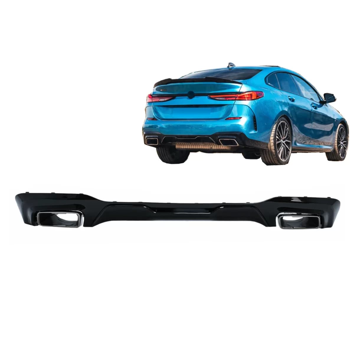 Rear Bumper Valance Diffuser with Chrome Exhaust Tips suitable for BMW 2 Series F44 Gran Coupé (2020-up) M235I Design
