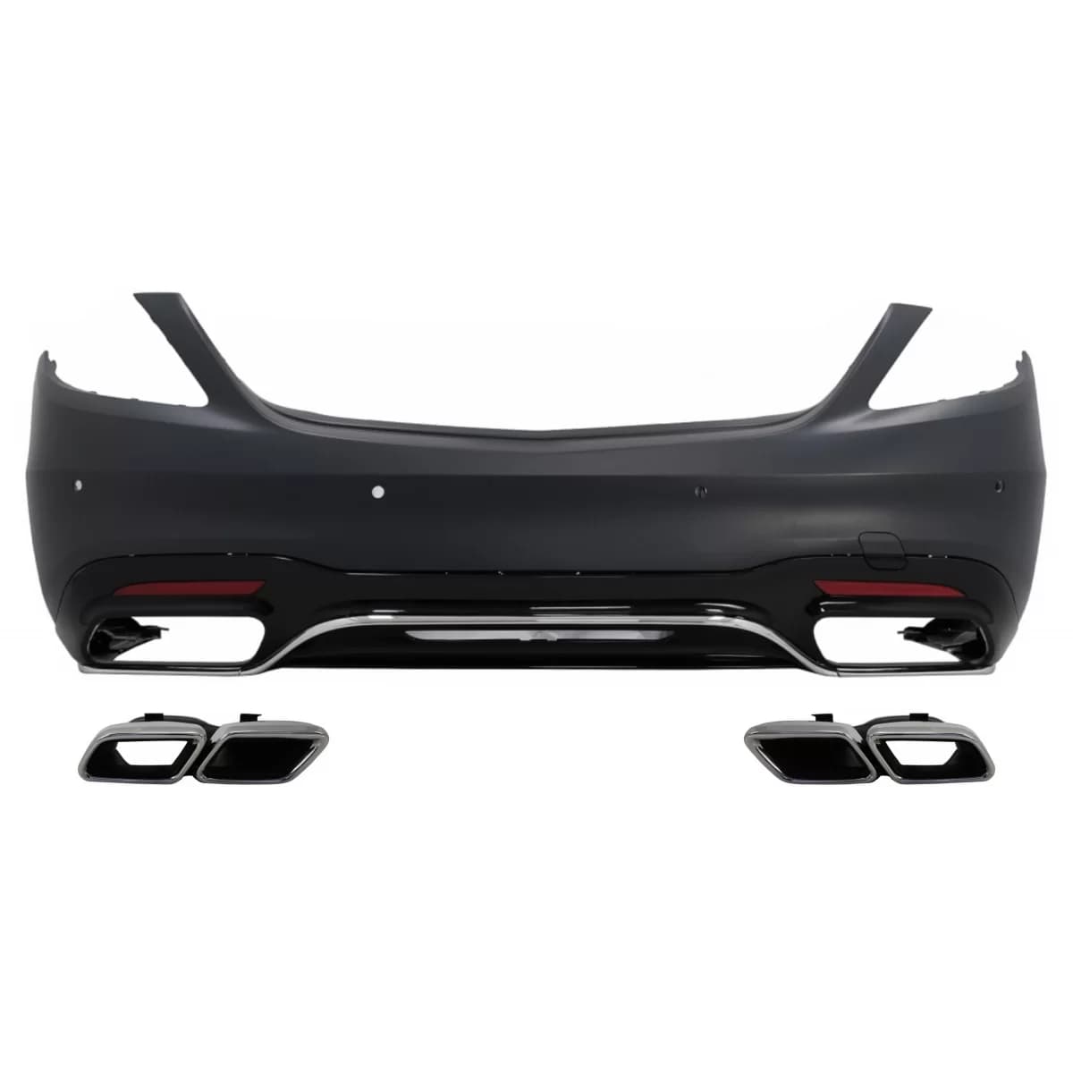 Rear Bumper with Diffuser and Exhaust Muffler Tips Chrome suitable for Mercedes S-Class W222 Facelift Sedan (07.2017-08.2020) S63 Design
