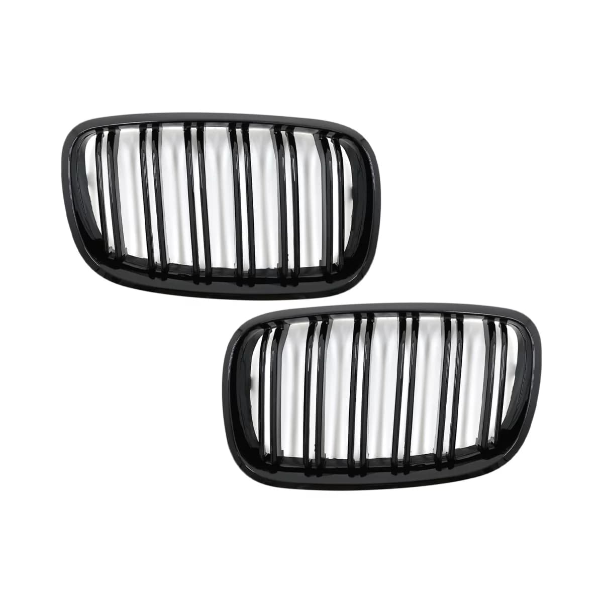 Front Kidney Grilles suitable for BMW X5 E70 X6 E71 (2007-2014) Double Stripe M Design Piano Black