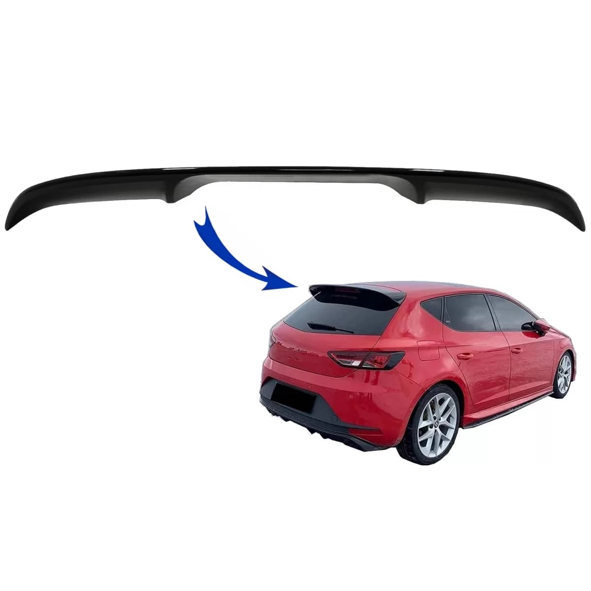 Roof Spoiler Cap suitable for Seat Leon 5F Mk3 5 Doors Hatchback (2012-2019) Piano Black