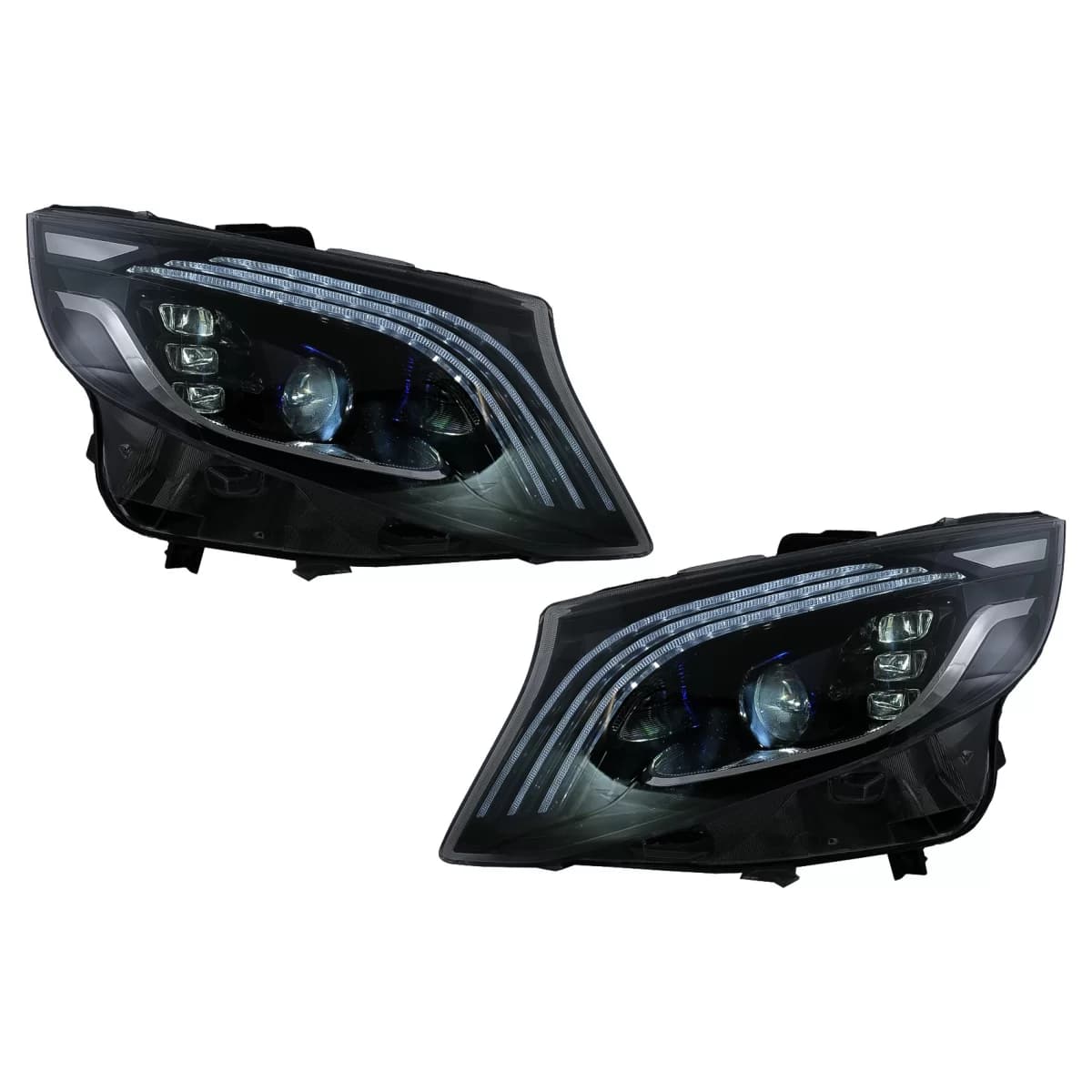 Full LED Headlights suitable for Mercedes V-Class W447 (2016-2020) Black