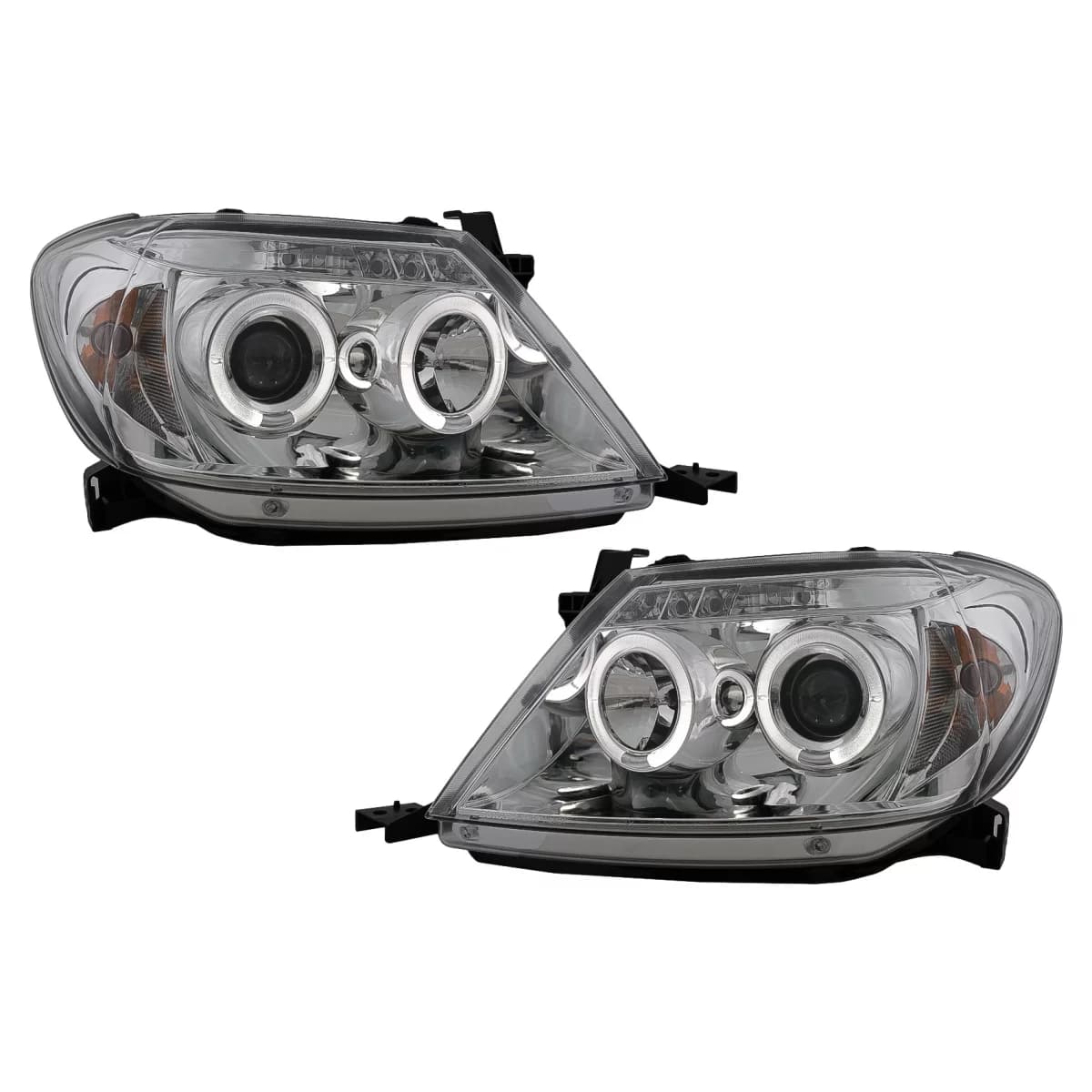 Angel Eyes Headlights Dual Halo Rims suitable for Toyota Hilux (2005-2011) Chrome