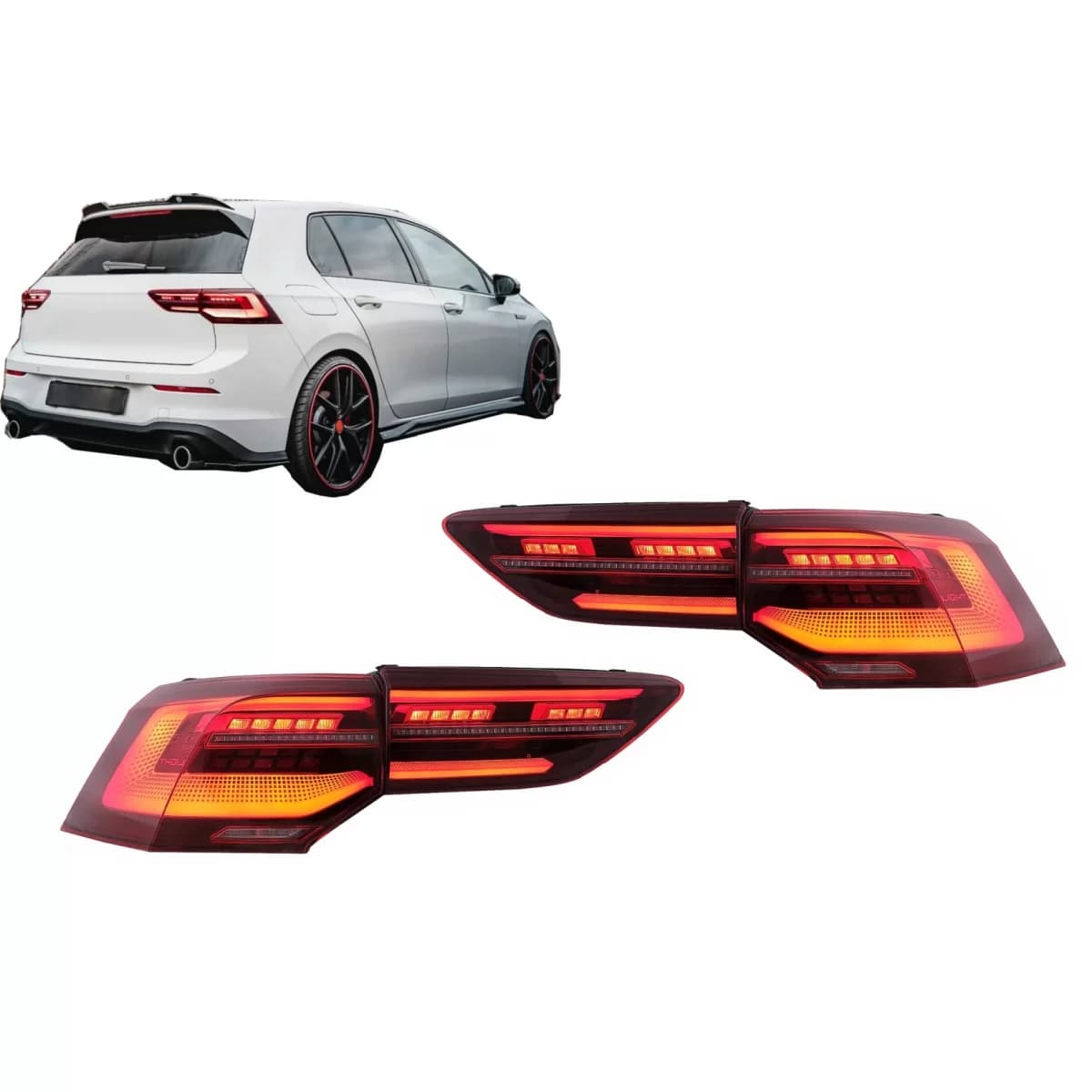 Full LED Taillights suitable for VW Golf VIII Hatchback Mk8 MQB (2020-Up) Dynamic Sequential Turning Lights