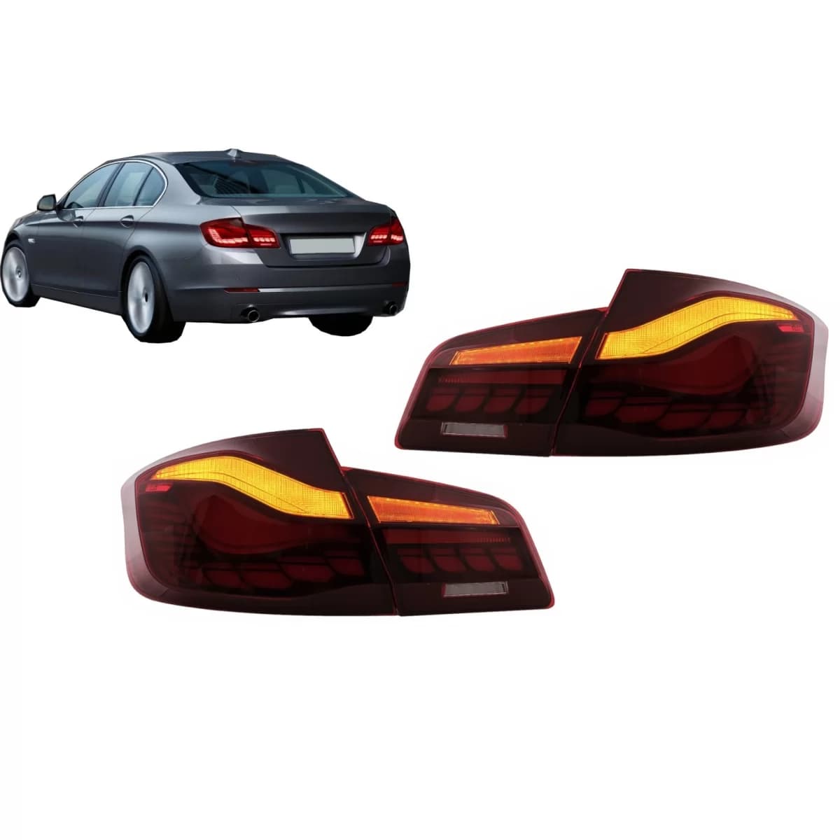 OLED Taillights suitable for BMW 5 Series F10 (2011-2017) Red Clear with Dynamic Sequential Turning Light