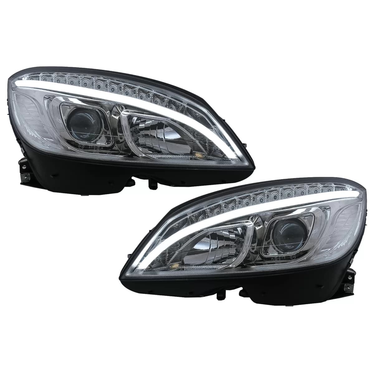 LED Headlights Tube Light suitable for Mercedes C-Class W204 S204 (2007-2010) Chrome