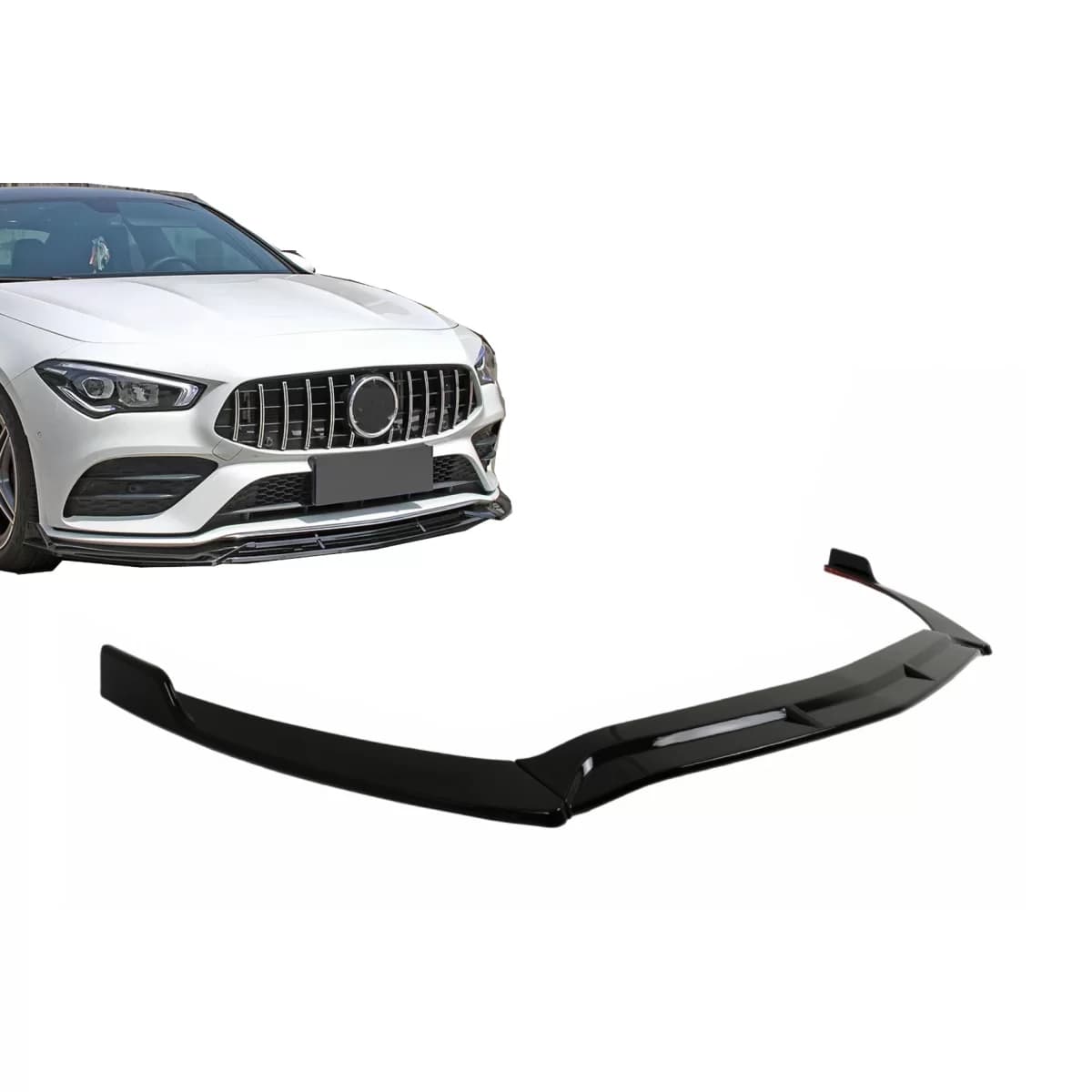Front Bumper Spoiler Lip suitable for Mercedes CLA X118 C118 Sport Line CLA35 (2019-2023) Piano Black
