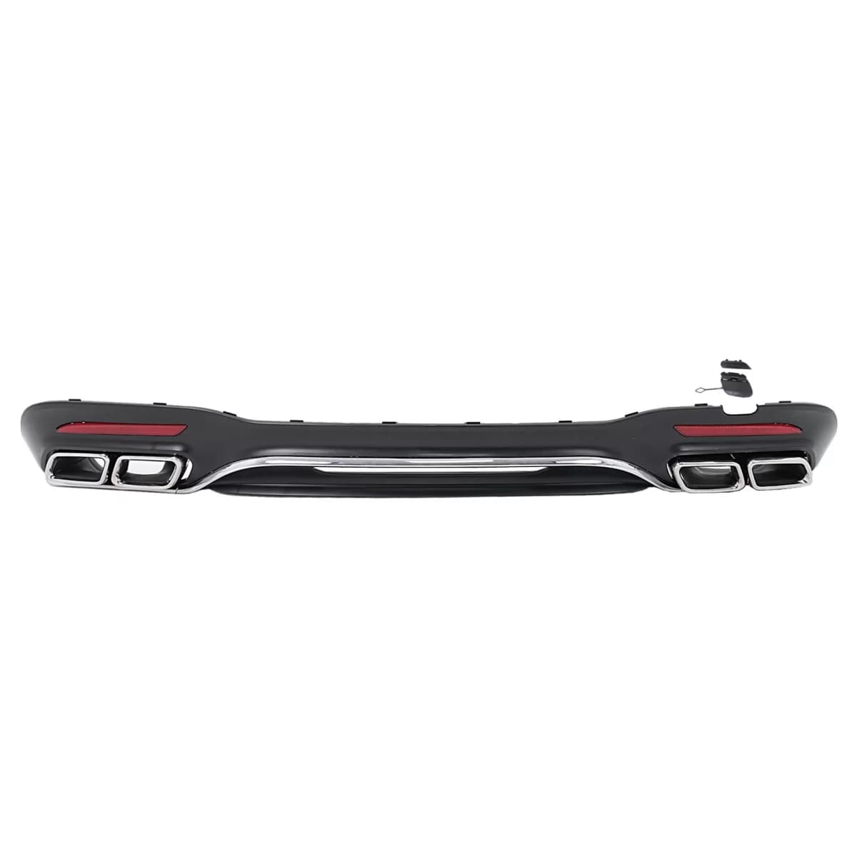 Rear Bumper Diffuser with Chrome Exhaust Muffler Tips suitable for Mercedes S-Class W222 Facelift Sport Line (2017-2020) S63 Design