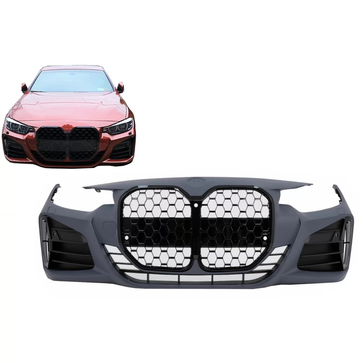 Front Bumper suitable for BMW 4 Series F32 F33 F36 (2013-2017) Coupe Convertible Gran Coupe M4 Design Black Grille