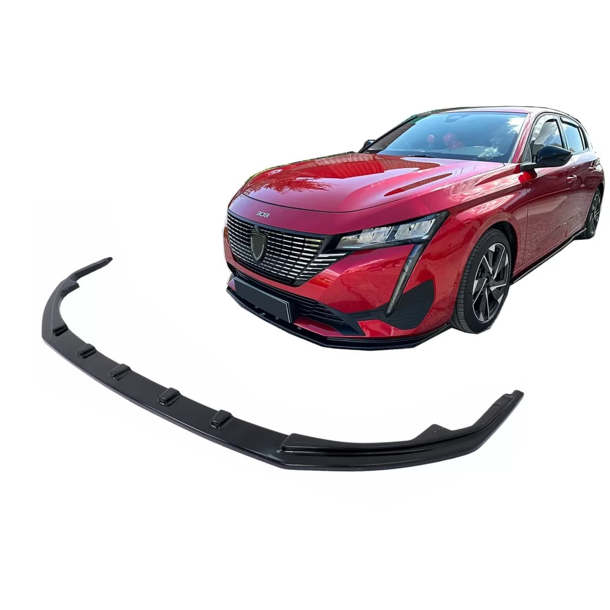 Front Bumper Lip Extension Spoiler suitable for Peugeot 308 Mk3 (2021-Up) Piano Black