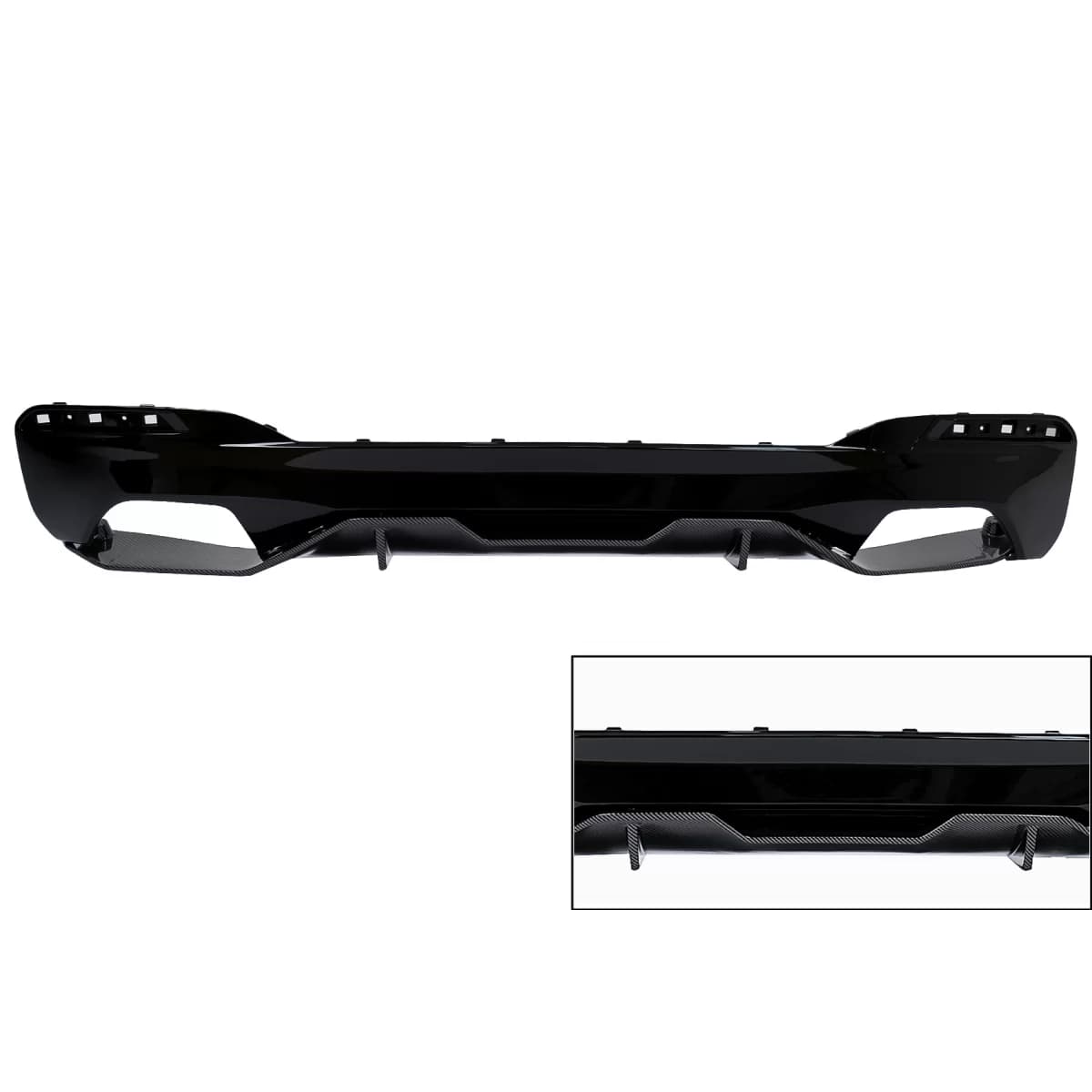 Rear Bumper Valance Diffuser suitable for BMW 5 Series G30 G38 G31 (2016-2019) 540 M Design Black & Carbon Look