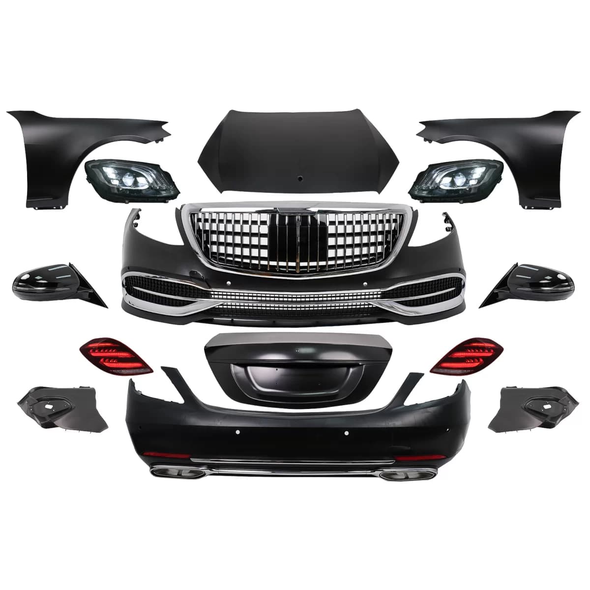 Complete Body Kit suitable for Mercedes S-Class W221 (2005-2013) Conversion to 2018 W222 Design