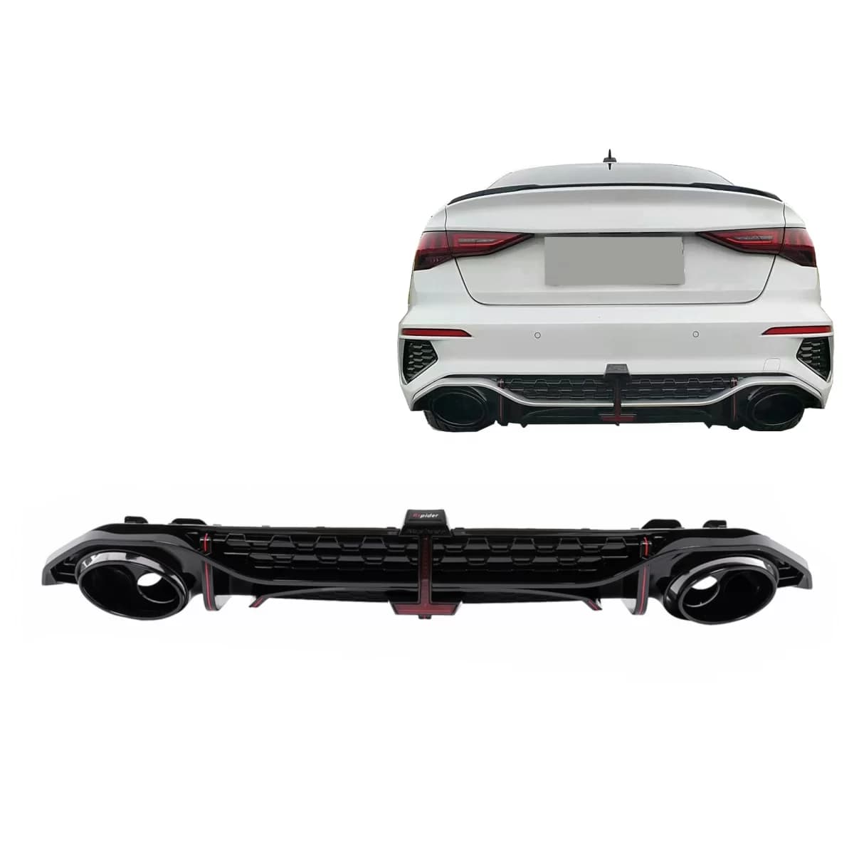 Rear Bumper Valance Diffuser suitable for Audi A3 8Y Sedan S-Line S3 (2020-)