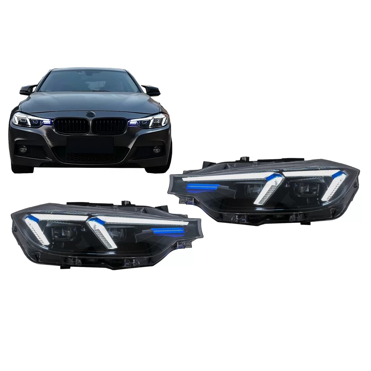 LED Headlights suitable for BMW 3 Series F30 F31 Sedan Touring (10.2011-05.2015) Upgrade to G20 2024 Design