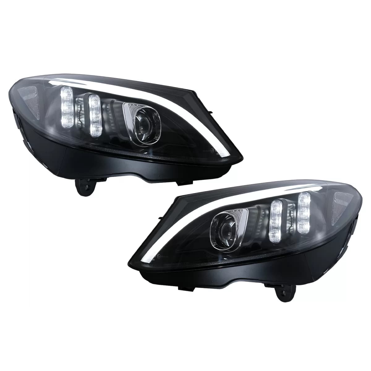 TRU LED DRL Headlights suitable for Mercedes C-Class W205 S205 A205 C205 (2014-2018) Black Dynamic Sequential Turning Lights