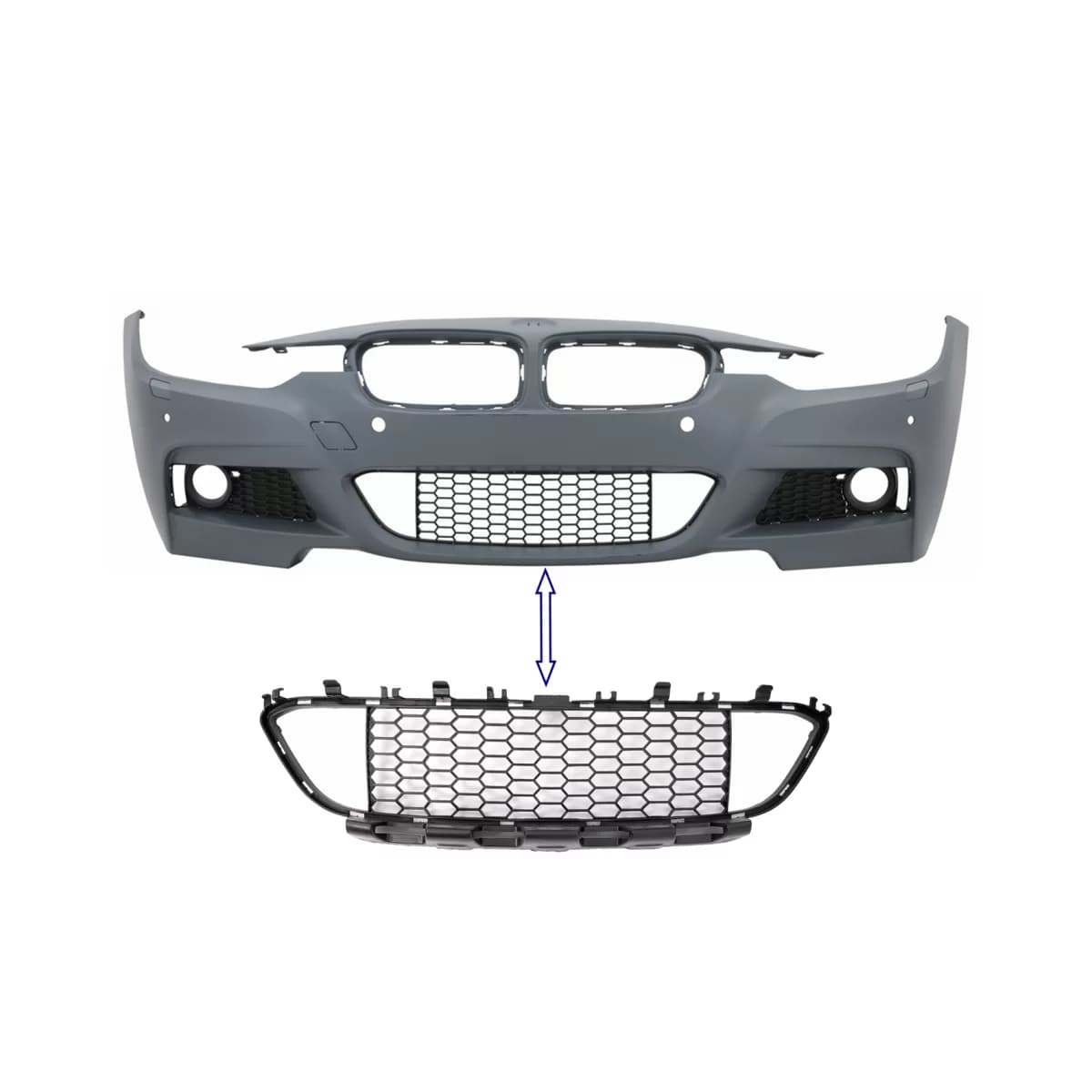 Front Bumper Central Lower Grille suitable for BMW 3 Series F30 F31 M-Tech (2011-2019)