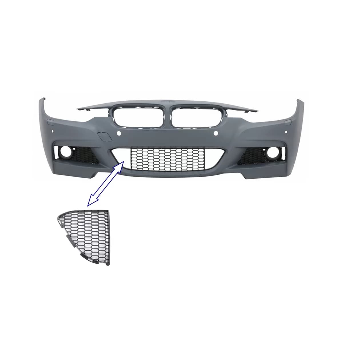 Front Bumper Central LEFT Lower Grille suitable for BMW 3 Series F30 F31 M-Tech (2011-2019)
