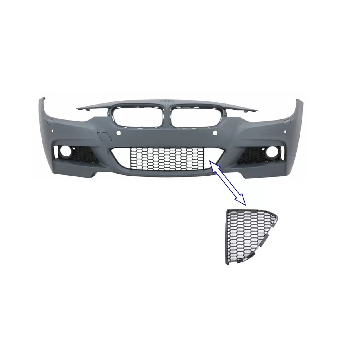 Front Bumper Central RIGHT Lower Grille suitable for BMW 3 Series F30 F31 M-Tech (2011-2019)