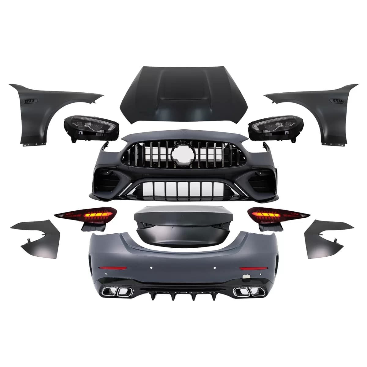 Upgrade Body Kit suitable for Mercedes C-Class W205 Facelift (2018-2022) Conversion to C-Class W206 C63 Design