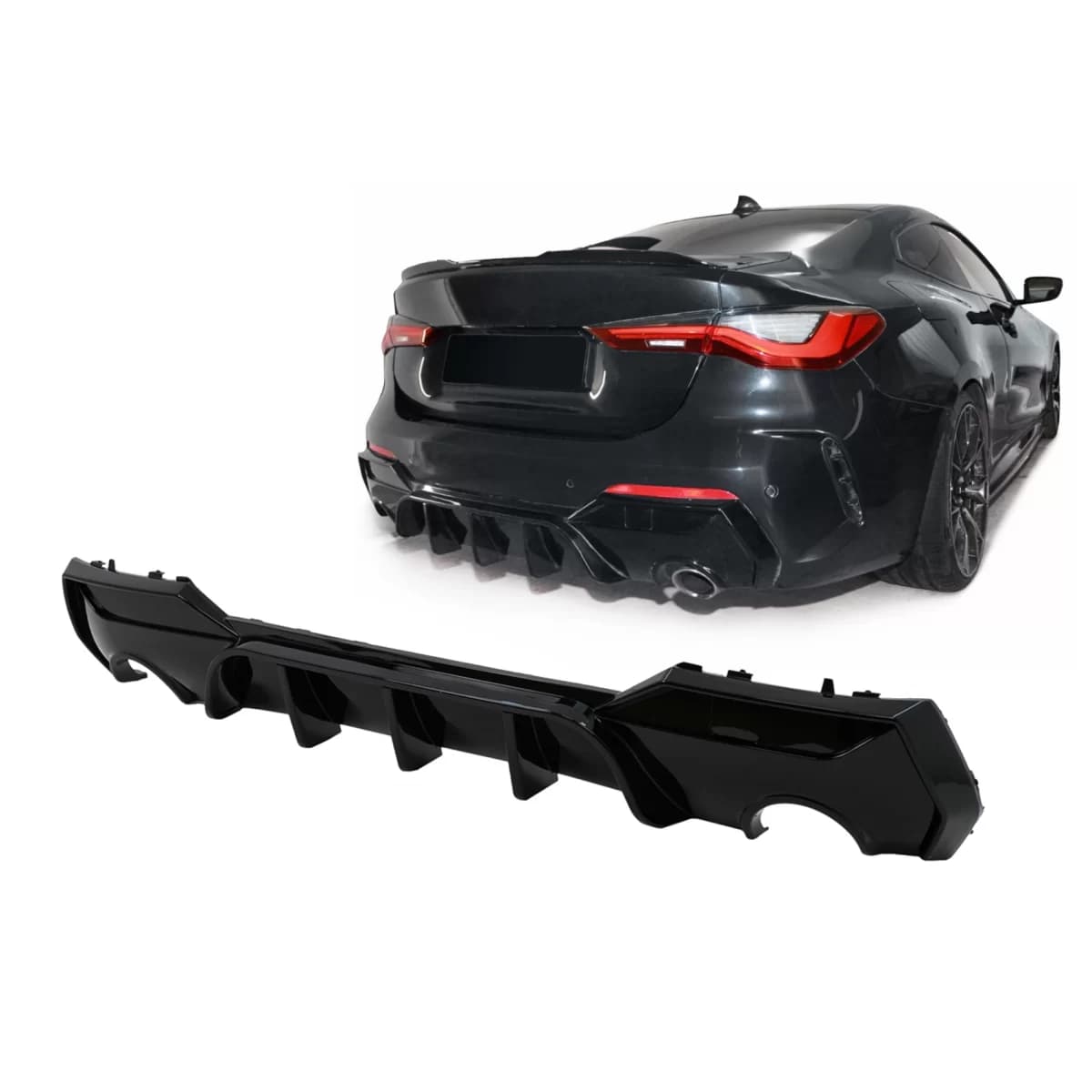 Rear Bumper Valance Diffuser suitable for BMW 4 Series G22 G23 (2020-up) Piano Black