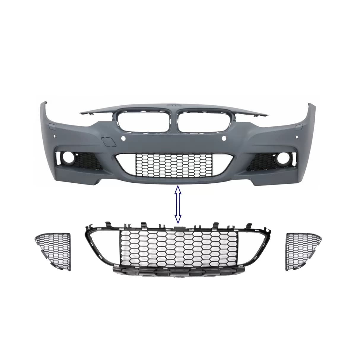 Front Bumper Central Lower Grille suitable for BMW 3 Series F30 F31 M-Tech (2011-2019)