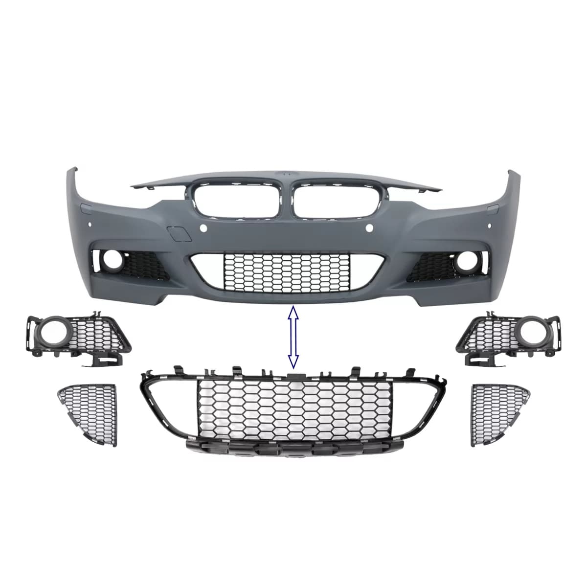 Pack Front Bumper Lower Grilles suitable for BMW 3 Series F30 F31 M-Tech (2011-2019)