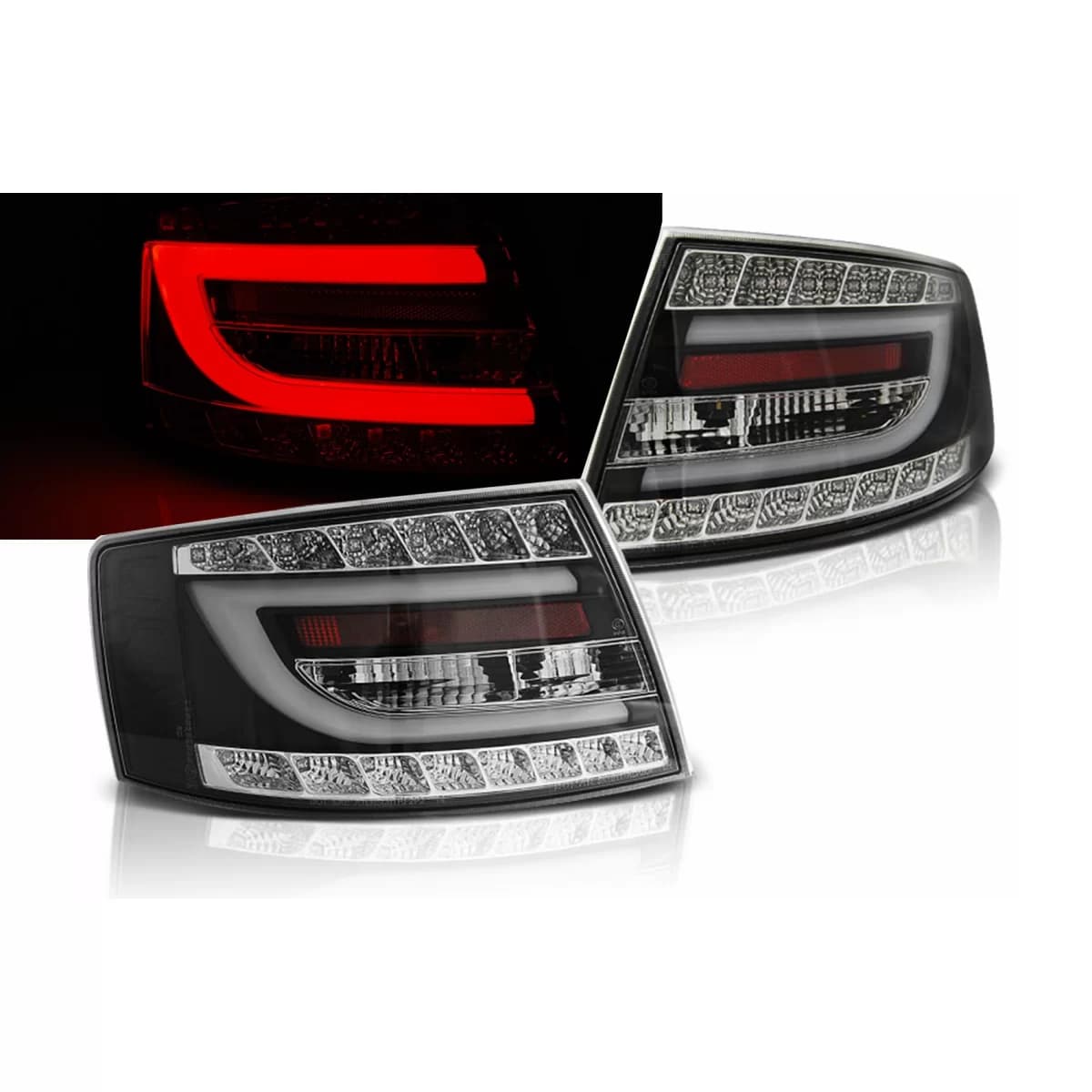 LED BAR Taillights suitable for Audi A6 C6 4F Sedan (04.2004-2008) 7-PIN Black