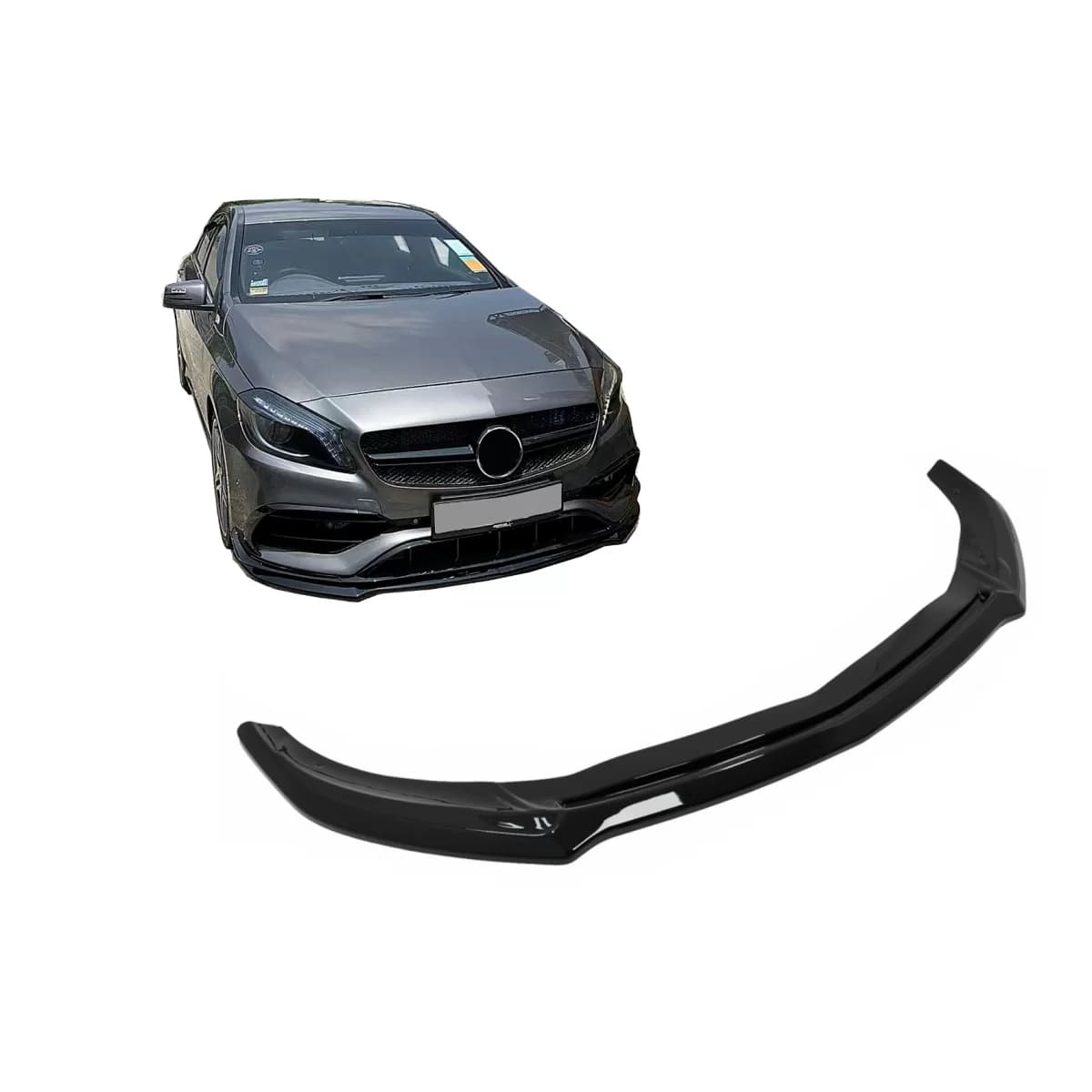Front Bumper Lip Extension suitable for Mercedes A-Class W176 AMG Facelift (2015-2018) Piano Black
