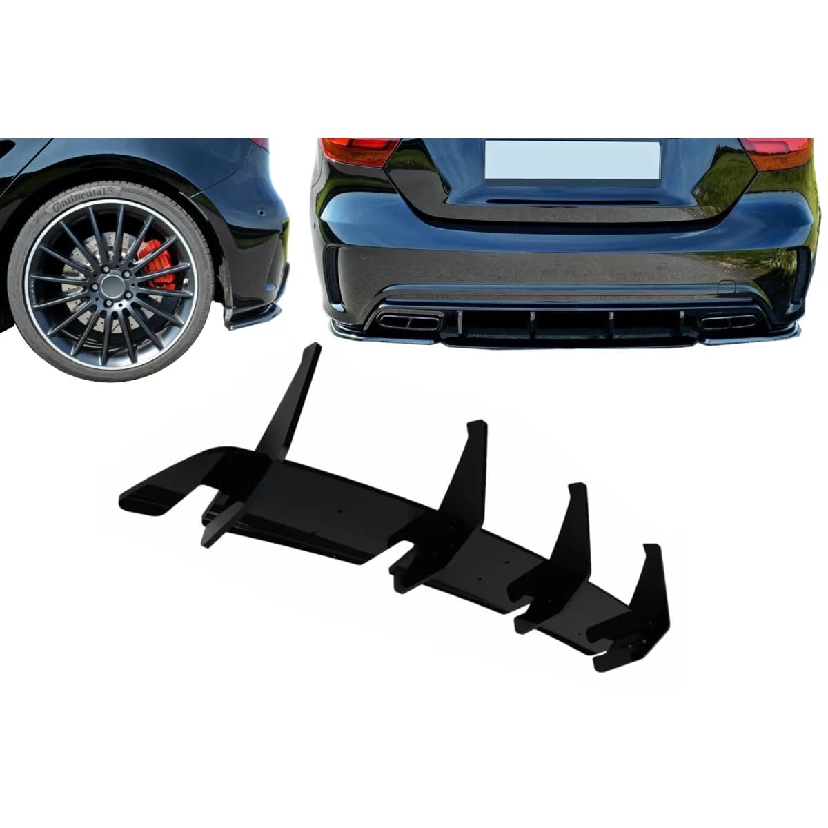 Rear Bumper Extension Splitter for Diffuser suitable for Mercedes A-Class W176 A45 Hatchback (2015-2018)