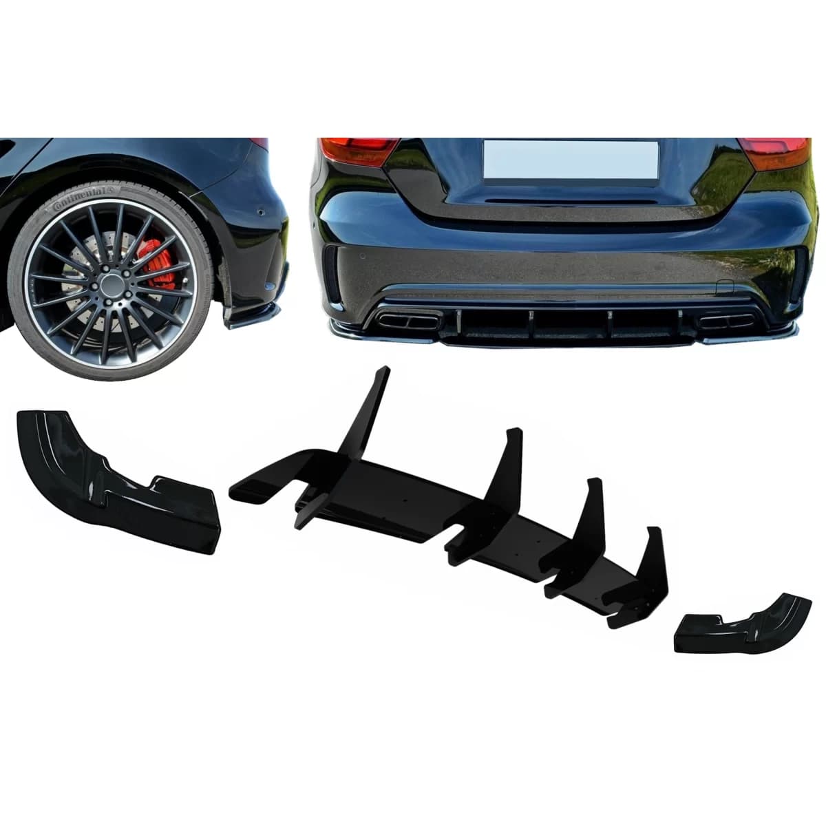 Rear Bumper Diffuser Extensions Splitters suitable for Mercedes A-Class W176 A45 Hatchback (2015-2018)