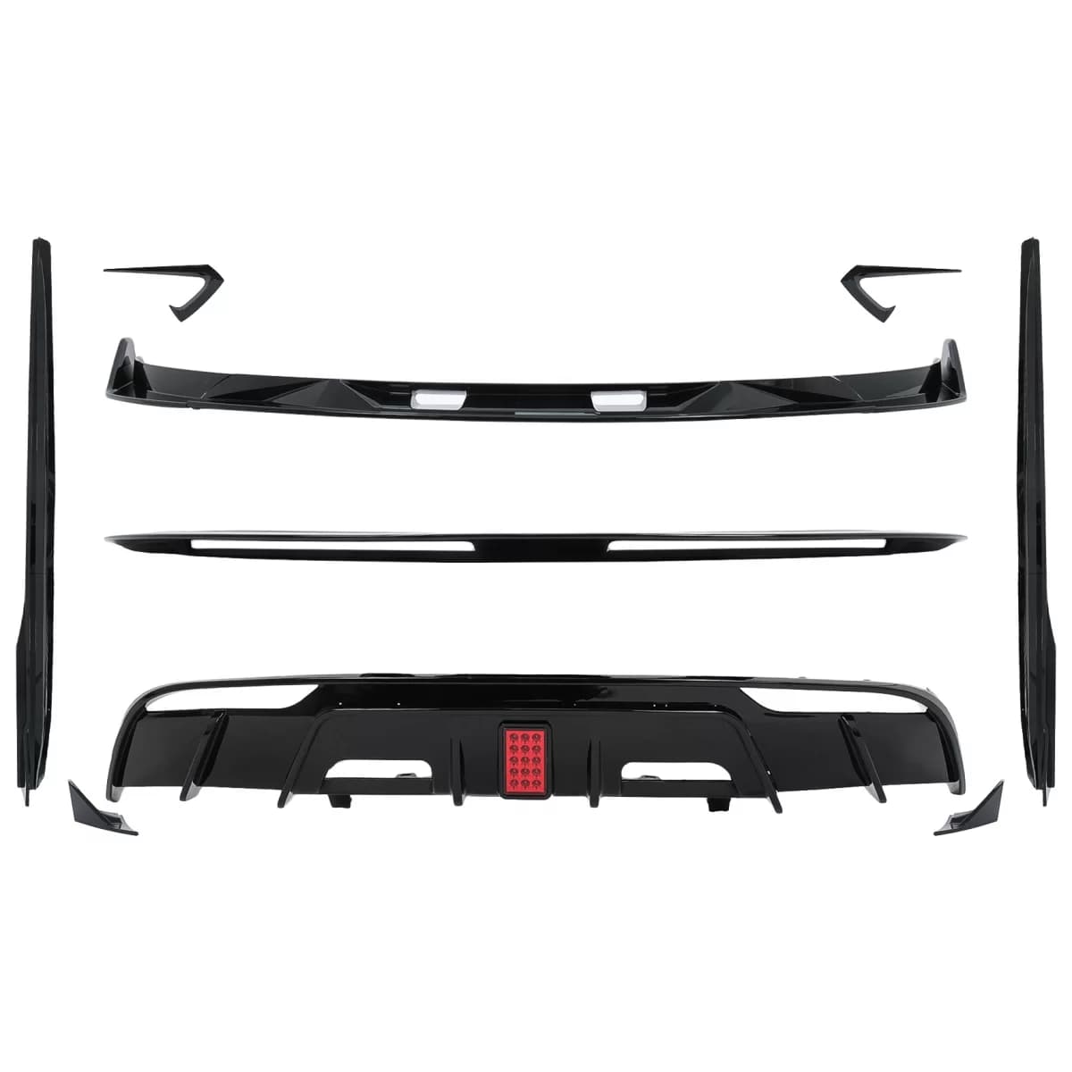 Aero Body Kit Extension suitable for Tesla Model 3 (2023-up) Bumper Lip Air Diffuser Piano Black