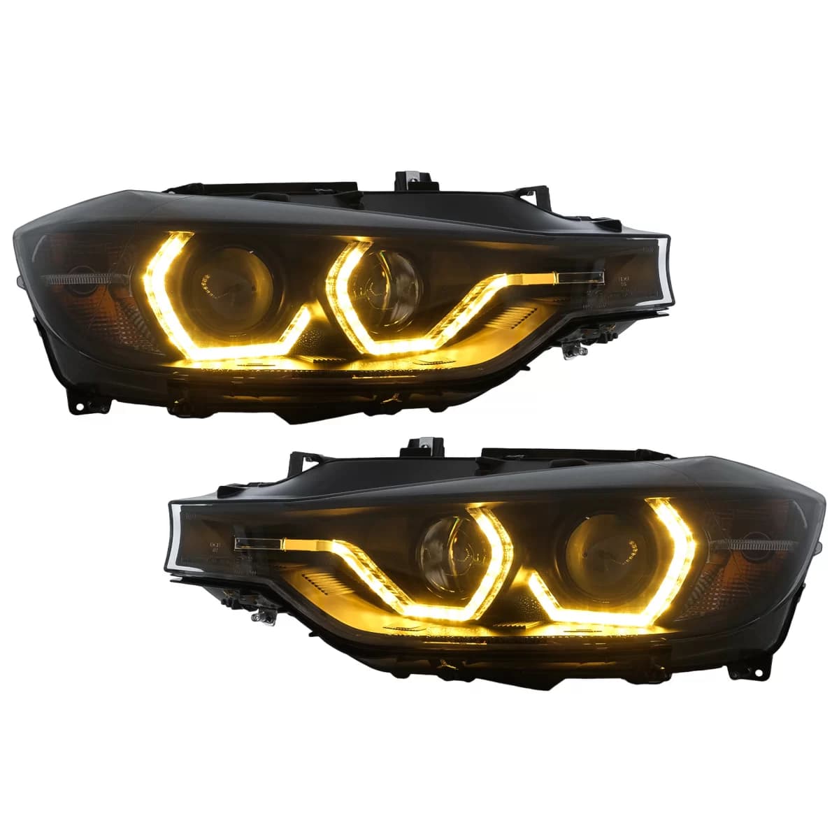 Headlights Angel Eyes Yellow LED DRL suitable for BMW 3 Series F30 F31 Sedan Touring (10.2011-05.2015)